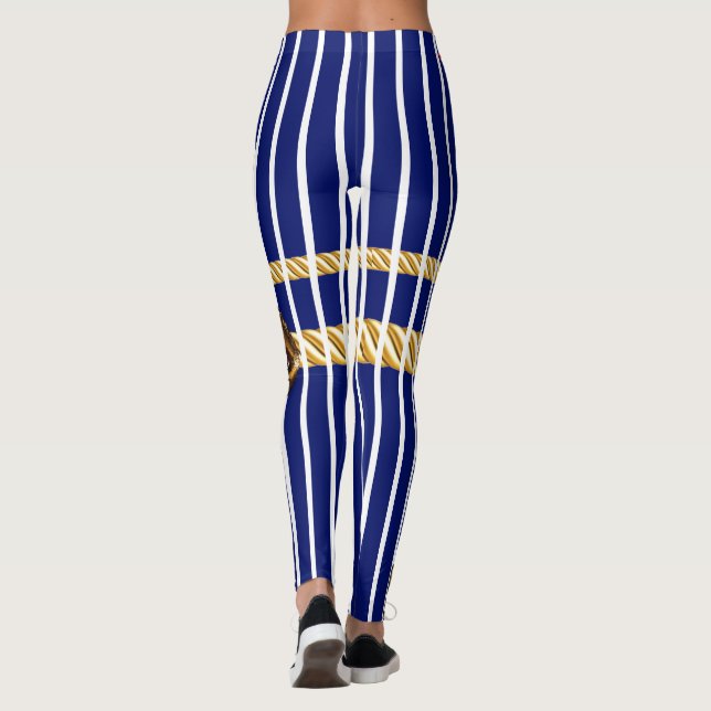 Chic Navy Guld Läppar Linjer Beauty Girly Anpassni Leggings (Baksida)