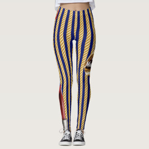 Chic Navy Guld Linjer Läppar Girly 2022 Bday Leggi Leggings
