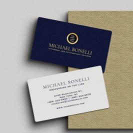 Chic Navy Leather Professionell Round Guld Logotyp Visitkort