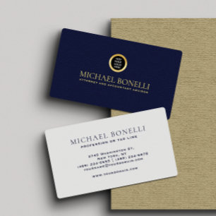 Chic Navy Leather Professionell Round Guld Logotyp Visitkort