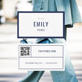 Chic Navy Mode / Beauty Affärskort QR Code Visitkort