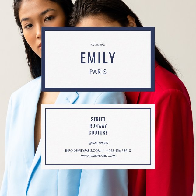 Chic Navy Mode Stylist/Beauty Affärskort Visitkort (Skapare uppladdad)