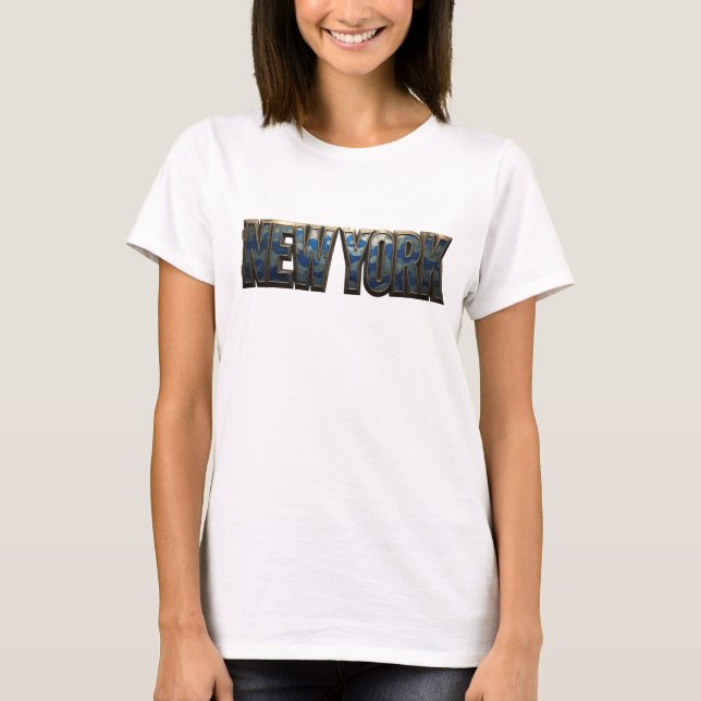 Chic Navy NEW YORK Citat T-shirt (Framsida)