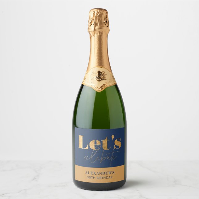 Chic Navy och Guld Låt oss fira Födelsedag  (Framsida)