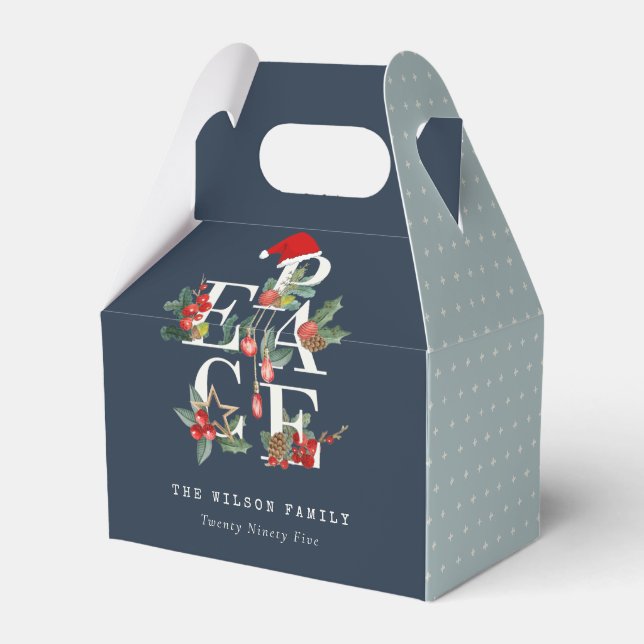 Chic Navy Red Grönt White Peace-julfesten Presentaskar (Framsidan Sidan)