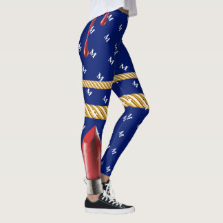 Chic Navy Snyggt Läppar Gift Bday Beauty Girl Leggings