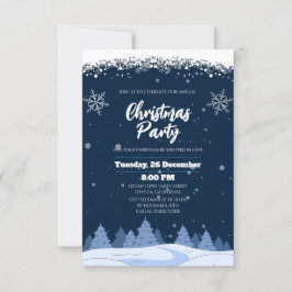 Chic Navy Winter Wonderland-julparty Inbjudningar