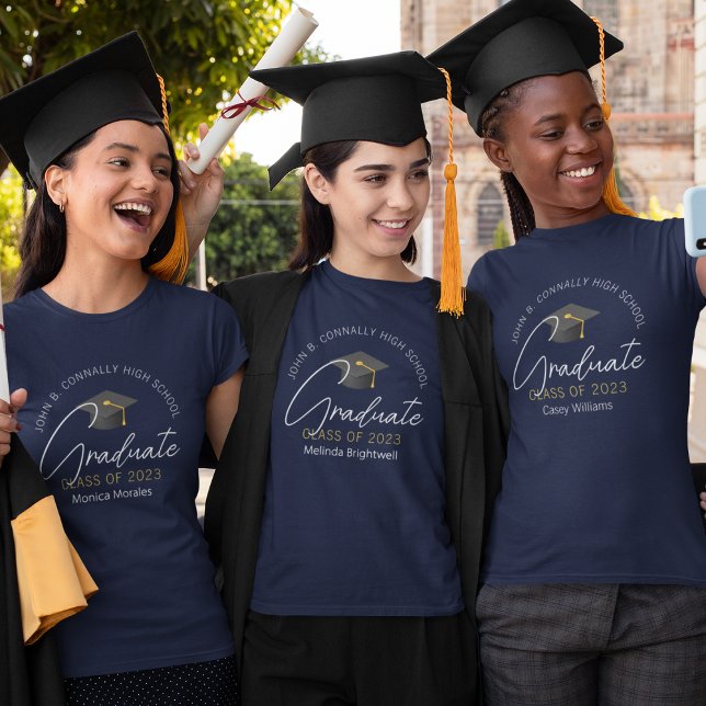 Chic Navyblå Examen Anpassad Examen Kvinnor T Shirt (Skapare uppladdad)