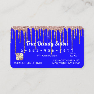 Chic Neon Blue Ro Guld Glitter Drives Kredit Visitkort