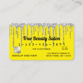 Chic Neon Gult Silver Glitter Drives Kredit Visitkort