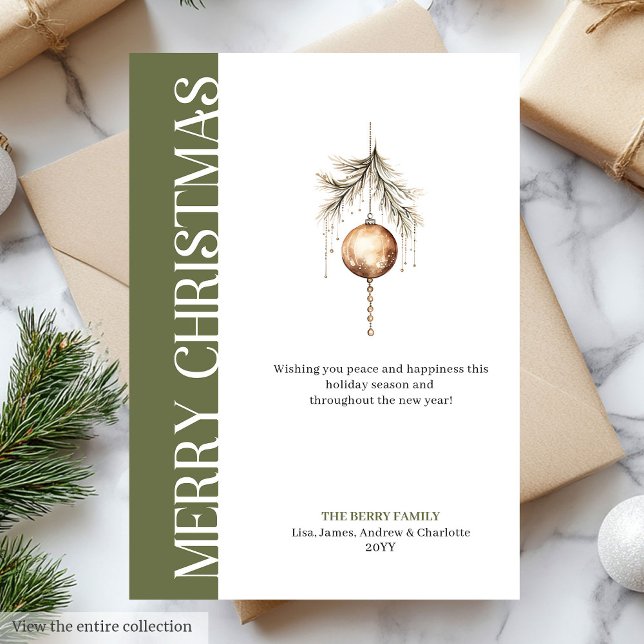Chic neutral tones Christmas bauble greeting card Julkort (Chic neutral tones Christmas bauble greeting card)