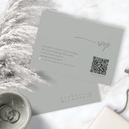 Chic Neutralt Bröllop QR-kod Sage Grått ID1020 OSA Kort