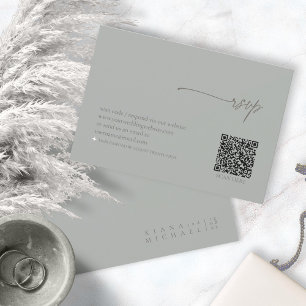 Chic Neutralt Bröllop QR-kod Sage Grått ID1020 OSA Kort