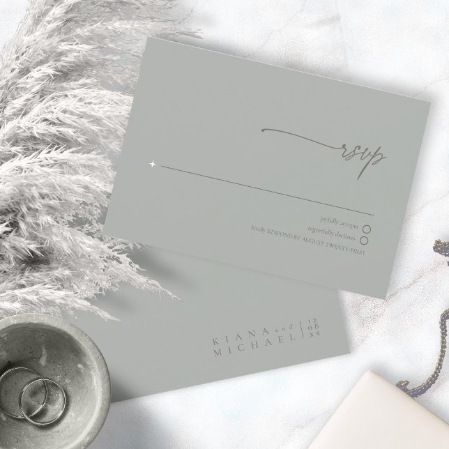 Chic Neutralt Bröllop Sage Grått ID1020 OSA Kort (Skapare uppladdad)