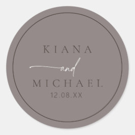 Chic Neutralt Bröllop Warm Grått ID1020 Runt Klistermärke
