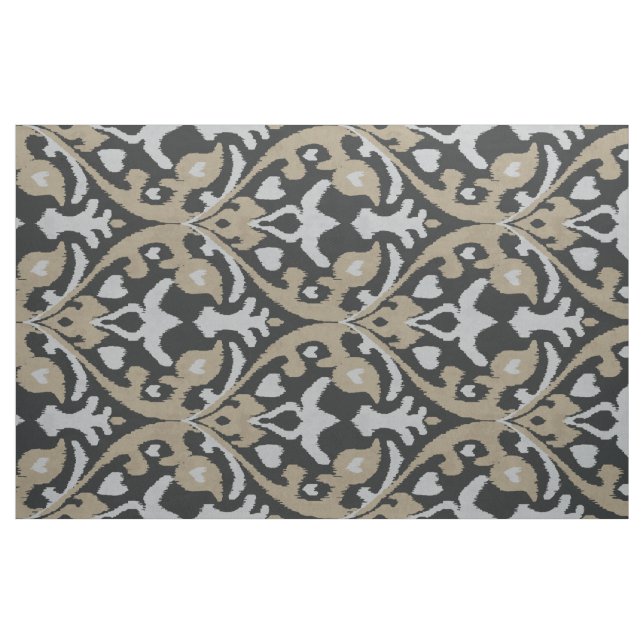 Chic neutralt grått beige black ikat tribal mönste tyg (Fat Quarter)