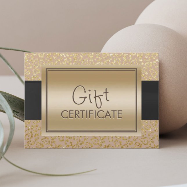 Chic Neutralt Guld Leopard Print Gift-certifikat Rabattkort (Skapare uppladdad)