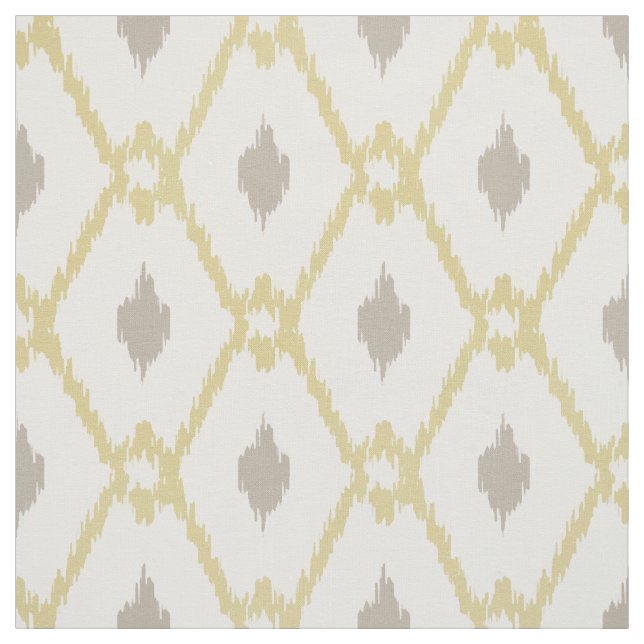Chic neutralt gult taupe ikat diamant mönster tyg (Provkarta)