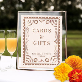 Chic Neutralt Papel Picado Wedding Reception Sign Poster