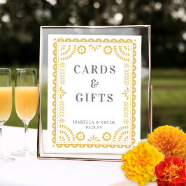 Chic Neutralt Papel Picado Wedding Reception Sign Poster