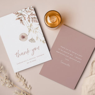 Chic Neutralt Rosa Botanisk Blommigt Möhippa Tack Kort