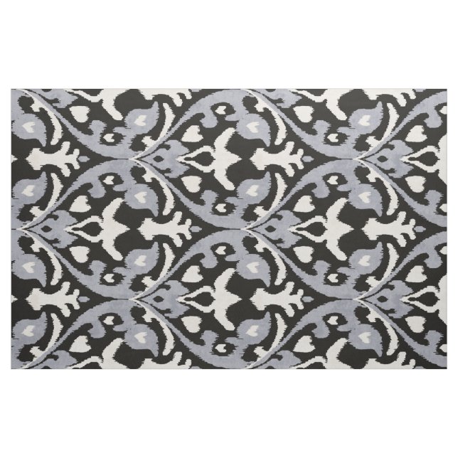 Chic neutralt svart grått vit ikat stam mönster tyg (Fat Quarter)