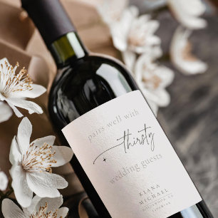 Chic Neutralts Bröllop Humor Pulver-ID1020 Vinflaska Etikett