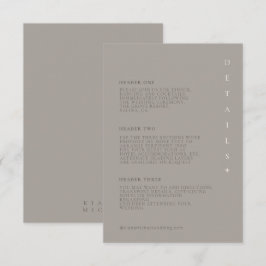Chic Neutralts Bröllop Information Taupe ID1020 Tilläggskort