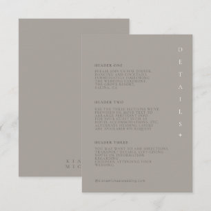 Chic Neutralts Bröllop Information Taupe ID1020 Tilläggskort