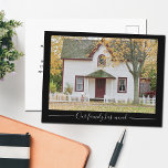 Chic New Home Adress Anpassningsbar House Photo Bl Vykort<br><div class="desc">Anpassa ditt byte av vykort för adress med en anpassningsbar av ditt nya hem. Vår familj har flyttat till ett nytt hus. Enkel,  minimalistisk flytta i svart med vit typografi att skicka till dina vänner och familj.</div>