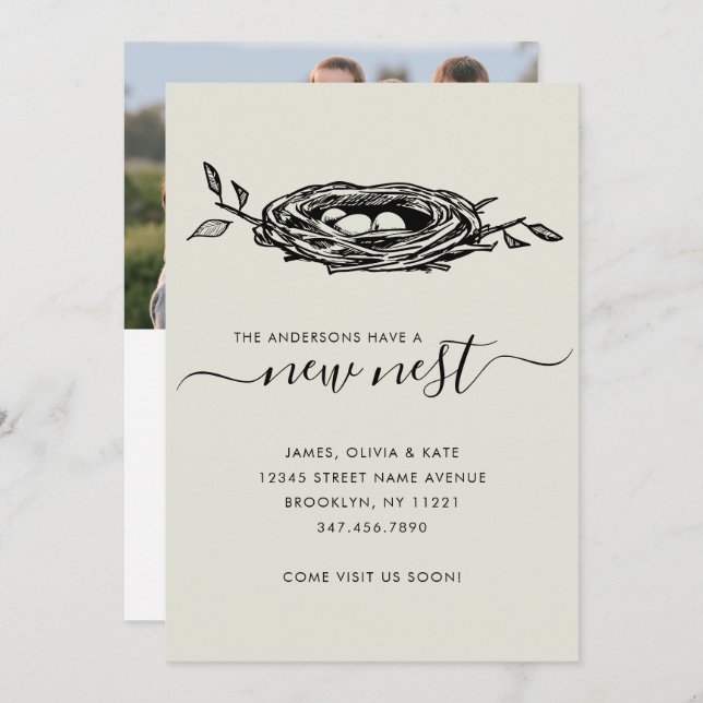 Chic New Nest Home Change of Adress Photo Flytta Meddelande (Fram/baksida)