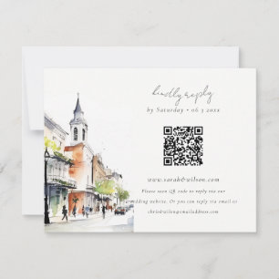 Chic New Orleans Louisiana QR Code Bröllop OSA Kort