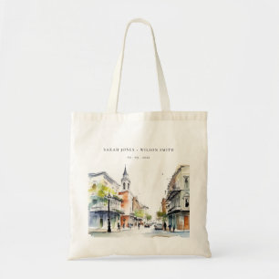 Chic New Orleans Louisiana Watercolor Bröllop Tygkasse