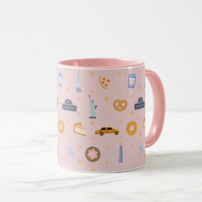 Chic New York City Pattern Blush Pink Mugg (Framsida höger)