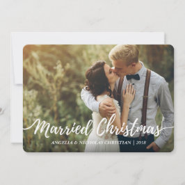 Chic Newlyweds Married jul Typography Photo Inbjudningar