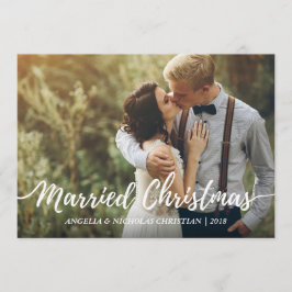 Chic Newlyweds Married jul Typography Photo Inbjudningar