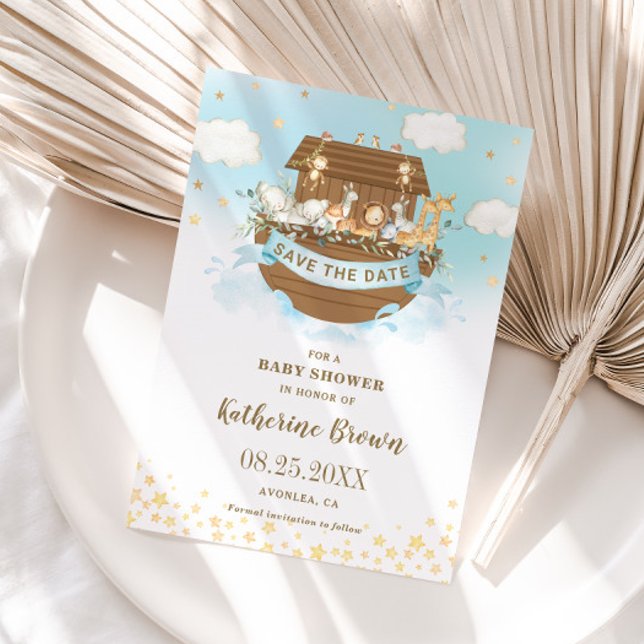 Chic Noahs Ark Cute Animals Boy Shower Spara Datumet (Skapare uppladdad)