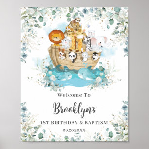 Chic Noahs Ark Greenery Baptism Välkomsthälsning Poster