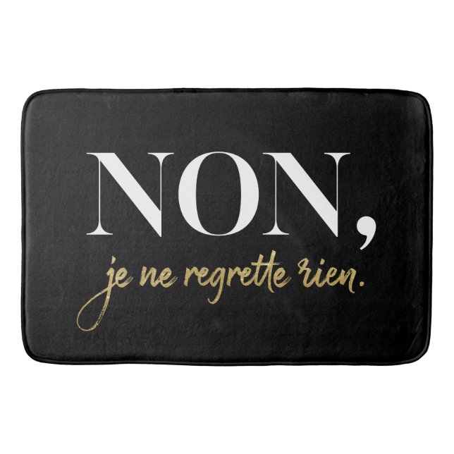 Chic Non Je Ne Regrette Rien Quote Black & Guld Badrumsmatta (Framsidan)