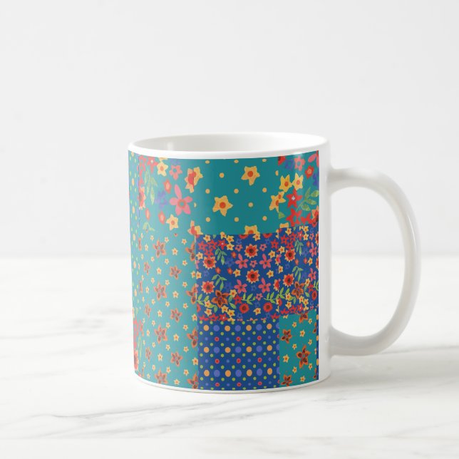 Chic Nostalgic Faux Patchwork Coffee Mugg (Höger)
