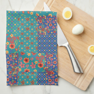 Chic nostalgisk FauxPatchworkkökshandduk Kökshandduk