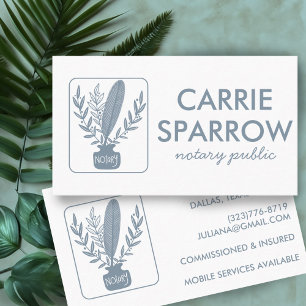 Chic Notary Public Inkpot Quill Botaniska Logotype Visitkort