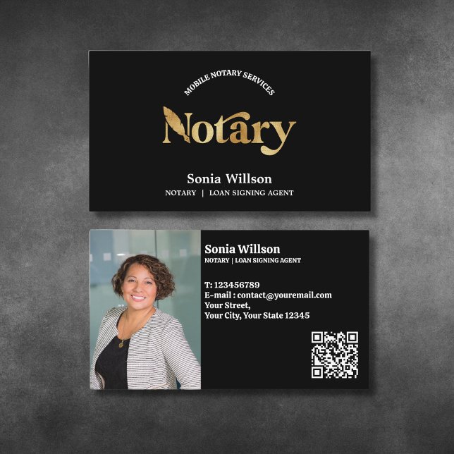 Chic Notary Public Loan Signing Photo QR-kod Visitkort (Skapare uppladdad)