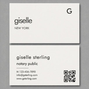Chic Notary Public Luxury QR Code Monogram Visitkort