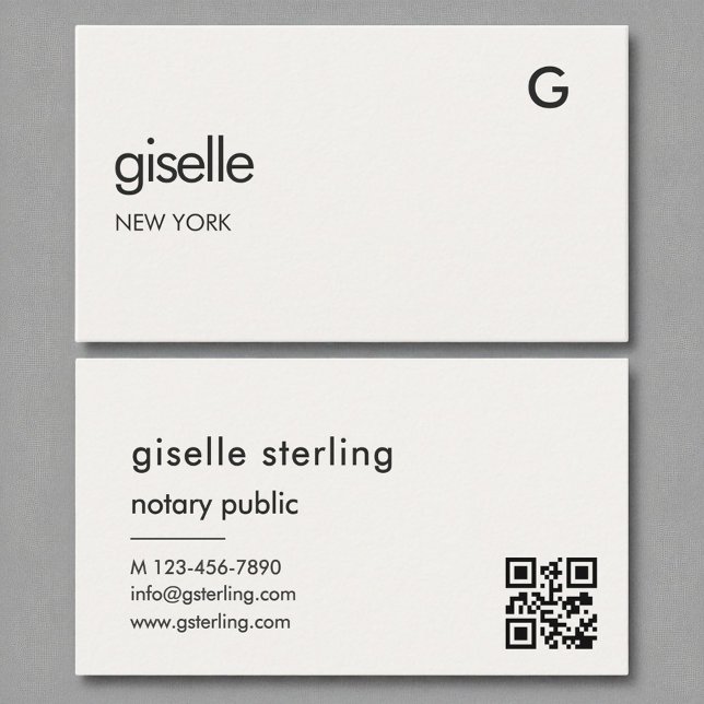 Chic Notary Public Luxury QR Code Monogram Visitkort (Skapare uppladdad)