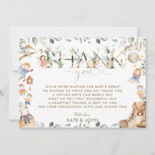 Chic Nursery Rhyme Greenery Baby Shower Boy Girl Tack Kort