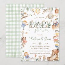 Chic Nursery Rhyme Greenery Baby Shower Neutralt