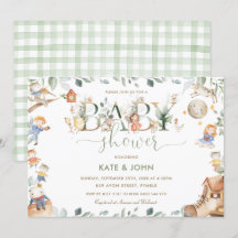Chic Nursery Rhyme Greenery Baby Shower Neutralt