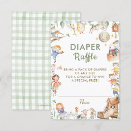 Chic Nursery Rhyme Greenery Diaper Raffle Card Inbjudningar