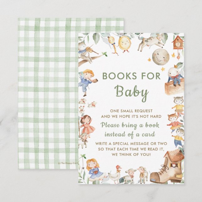 Chic Nursery Rhyme Greenery, ta med ett Bok-kort Inbjudningar (Fram/baksida)